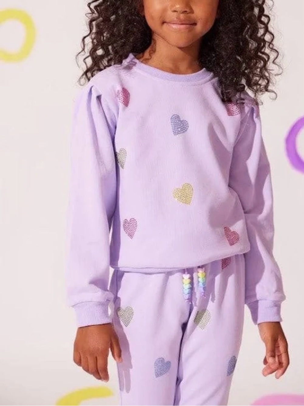Lola + The Boys Lavender Rhinestone Heart Sweatshirt - Size 8.
